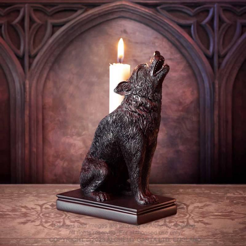 Gothic Halloween Cat Candlestick Resin Ornament