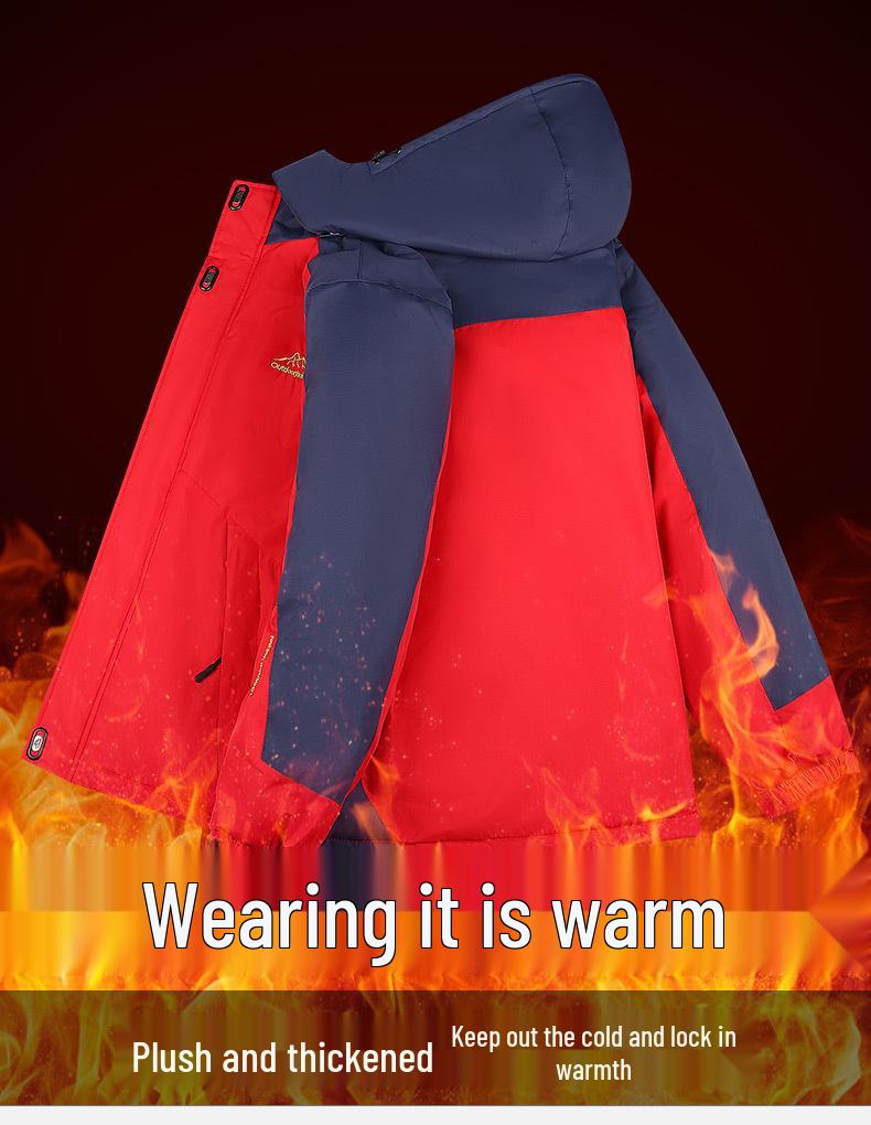 Men's Winter Fleece-Lined Windbreaker: Outdoor Windproof Warm Cotton Jacket, Plus Size for Mountaineering and Fishing.