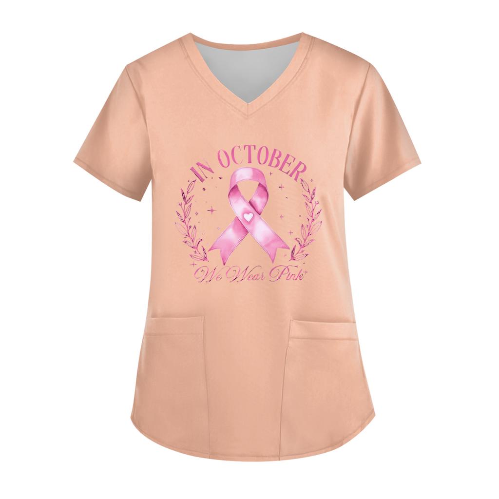 Women's V-Neck Short-Sleeve Pocketed Top With Side Slit