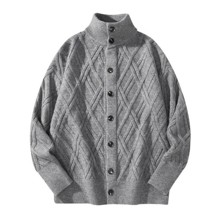 Fashion Casual Men's Cardigan Stand Collar Knitwear Autumn Winter Sweater Coat