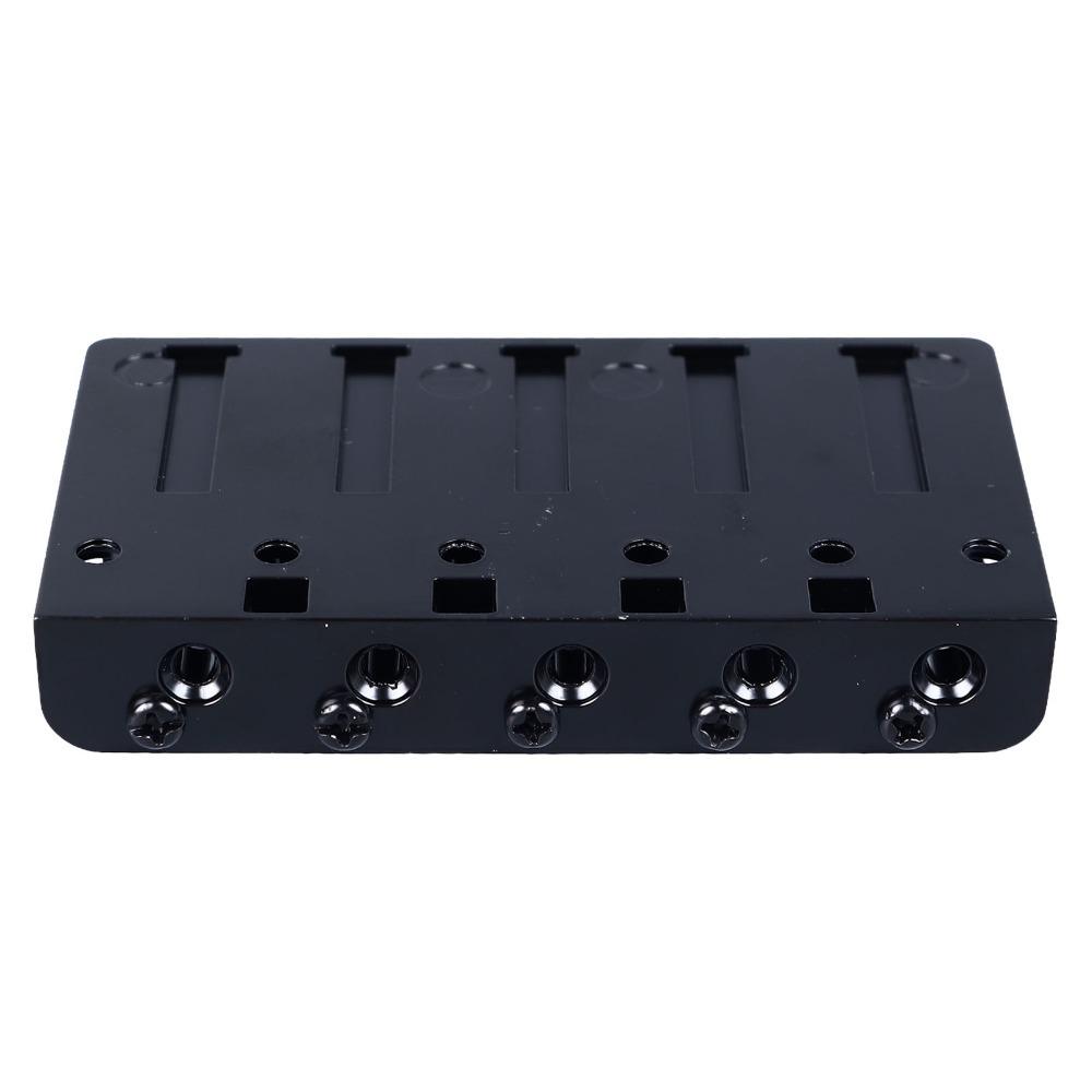 Metal 5 String Bass Bridge Silver And Black Thickened Tailpiece Bridge Bass Guitar Replacement