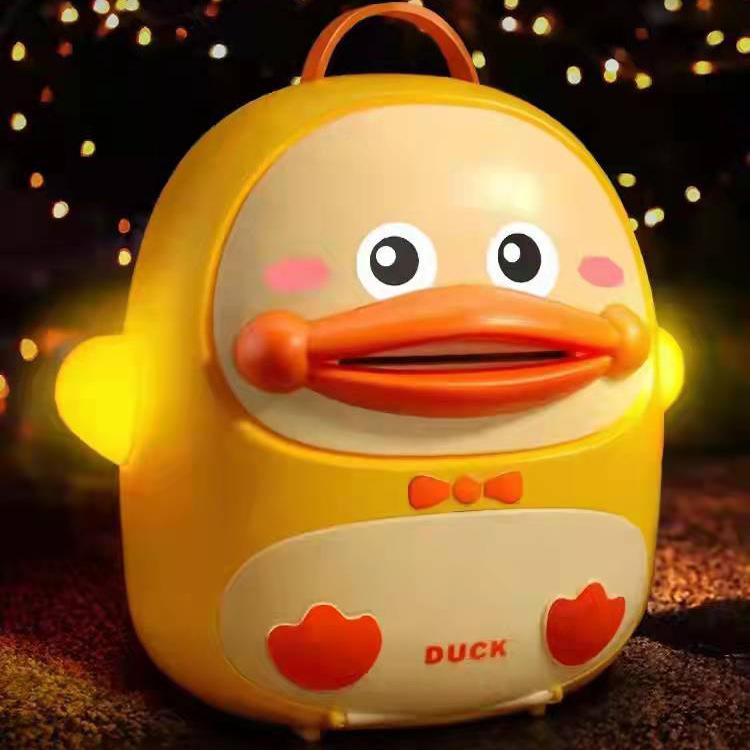 Fingerprint Password Unlock Deposit Machine Play House Puzzle Wealth Management Gift Toys Children Cute Duck Backpack Piggy Bank