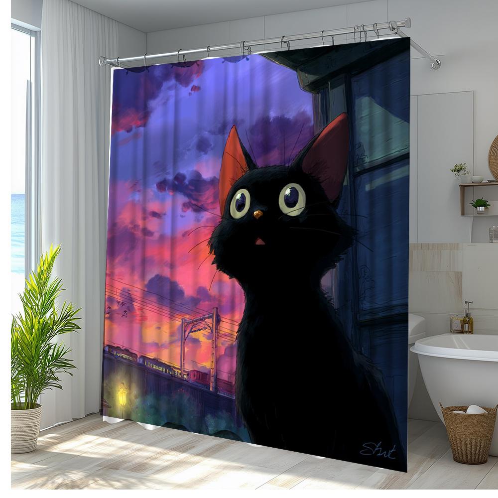 

1Pc Cute Elephant For Lotus Shower Curtain, Creative Natural Animal Decoration, Adds Fun And Vitality, Brings Relaxing Bathing 90x180cm