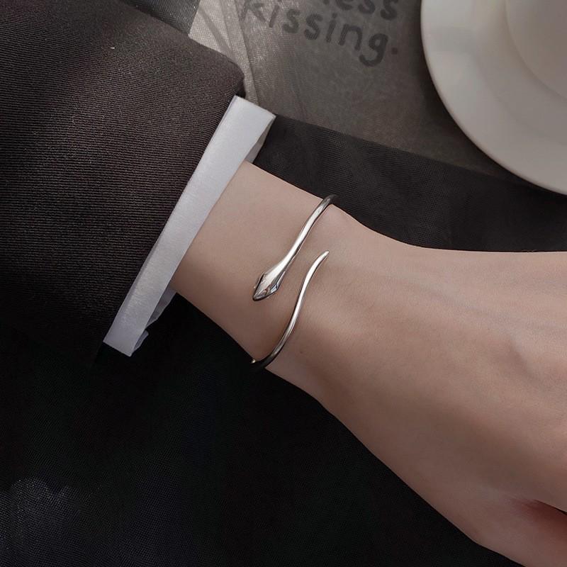S925 Silver Plated Snake Bracelet - Women's Simple Light Luxury Open Design for Zodiac Year of the Snake