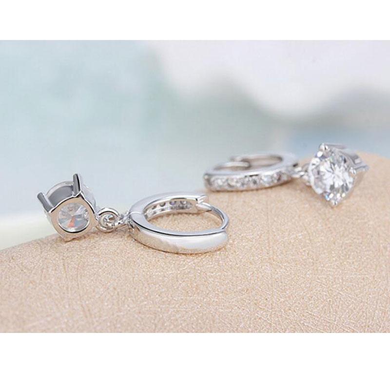 ANENJERY Earrings Mosaic CZ Four-prong Zircon Drop Earrings for Women Oorbellen Brincos Pendientes S-E401