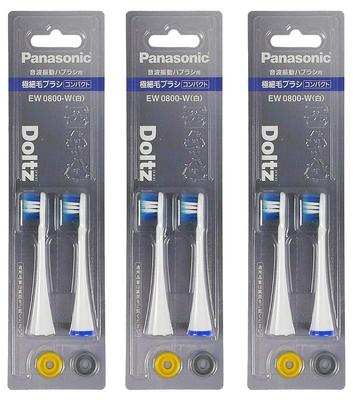 Panasonic Doltz Bristle Brush Set X 3 Brushes Ultra-Fine Replacement, Compact, 2-Piece (6 Total) EW0800-W (White)