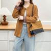 Plus Size Women Suede Open Front Jacket Casual Commuting Outerwear