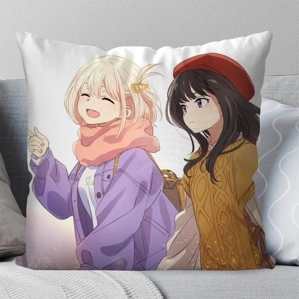 

Lycoris Recoil Animation Pillow Case Square Pillow Bedroom Sofa Leisure Comfort Cushion Car Living Room Home Decoration 40X40 16x16Inch
