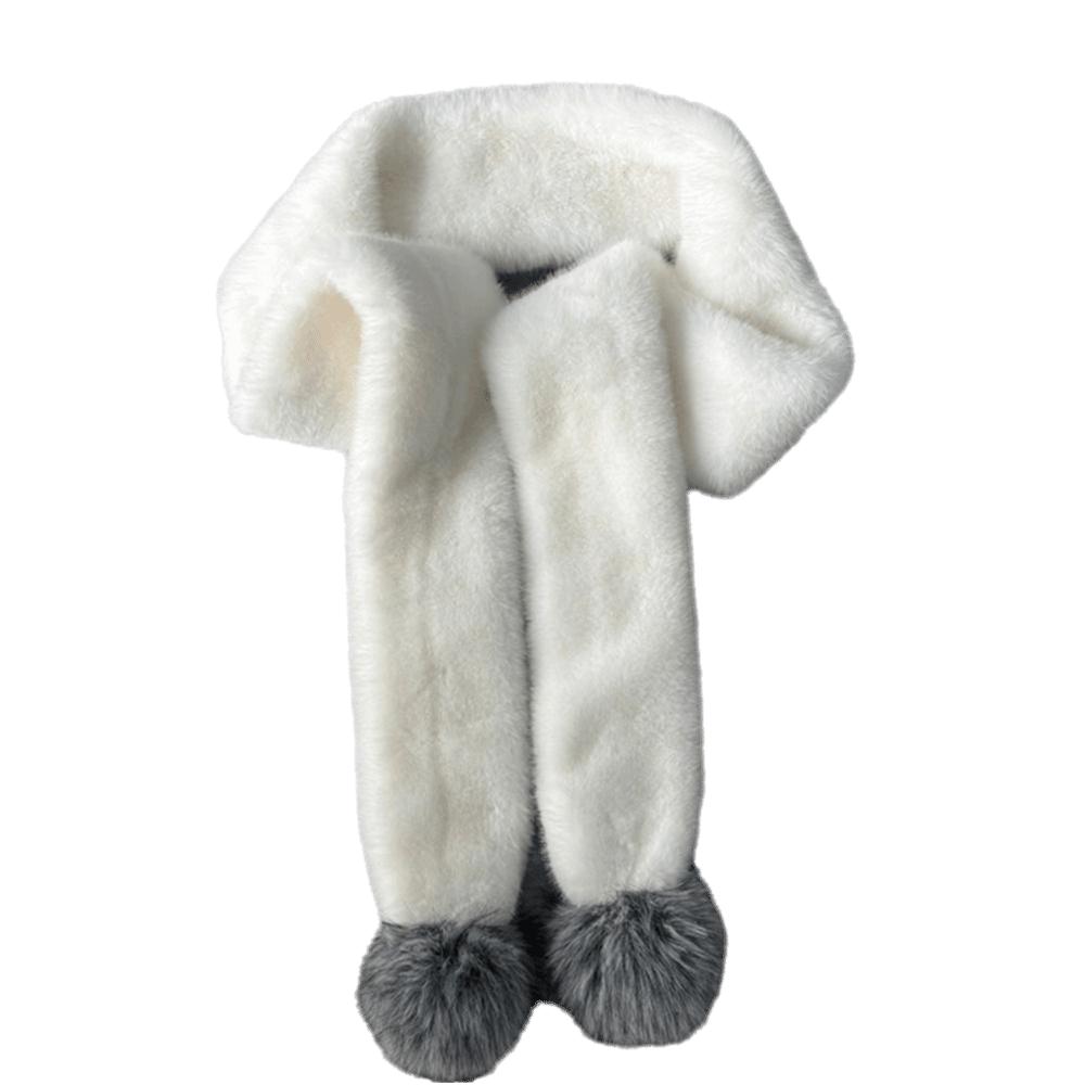 Soft Plush Pom Pom Scarf Faux Fur Neck Warmer New Faux Fur Scarf Winter Outfits