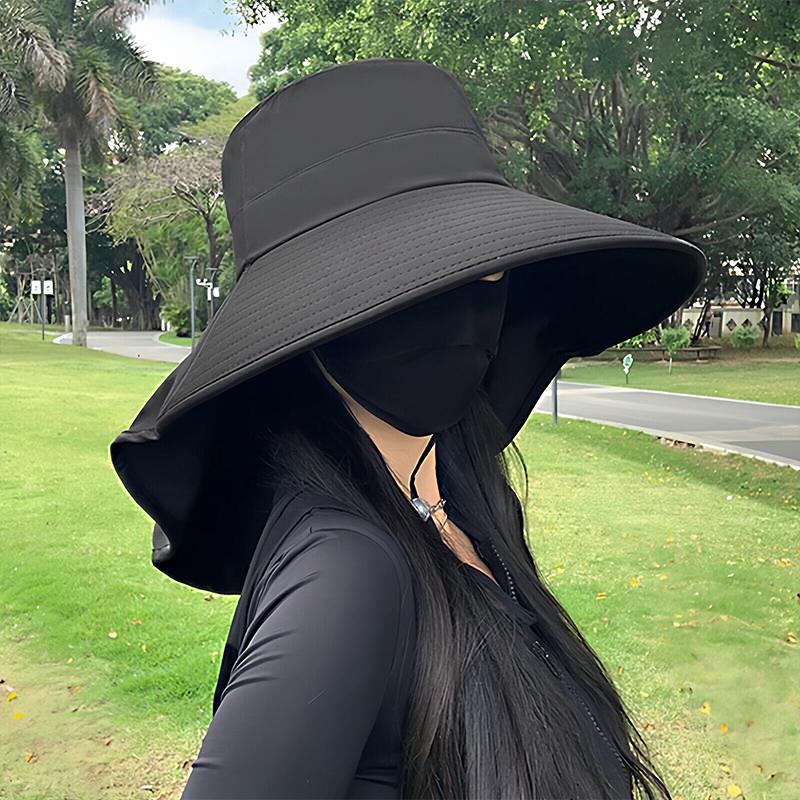 UPF50+ Womens Sun Hat Summer Ponytail Opening Wide Brim Foldable Travel Beach Fishermans Hat for Outdoor Activities