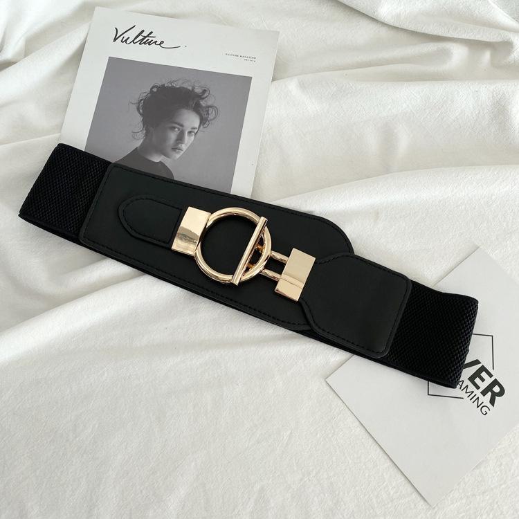 

Женский черный широкий эластичный модный пояс для костюмов и юбок