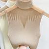 Mesh Knitted Top Women Tank Top Half Neck Vest Female Sleeveless Sweater Chic Cut Out Streetwear Solid Skinny Tube Top