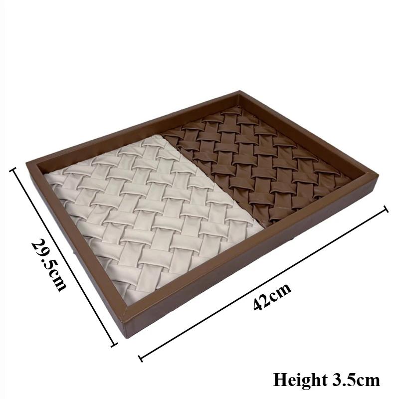Handmade Luxury Jewelry Box Leather Weave Storage Boxes Necklace Organizer Jewelry Display Case Portable Ornaments Bedroom Packaging Art Boxes Gifts