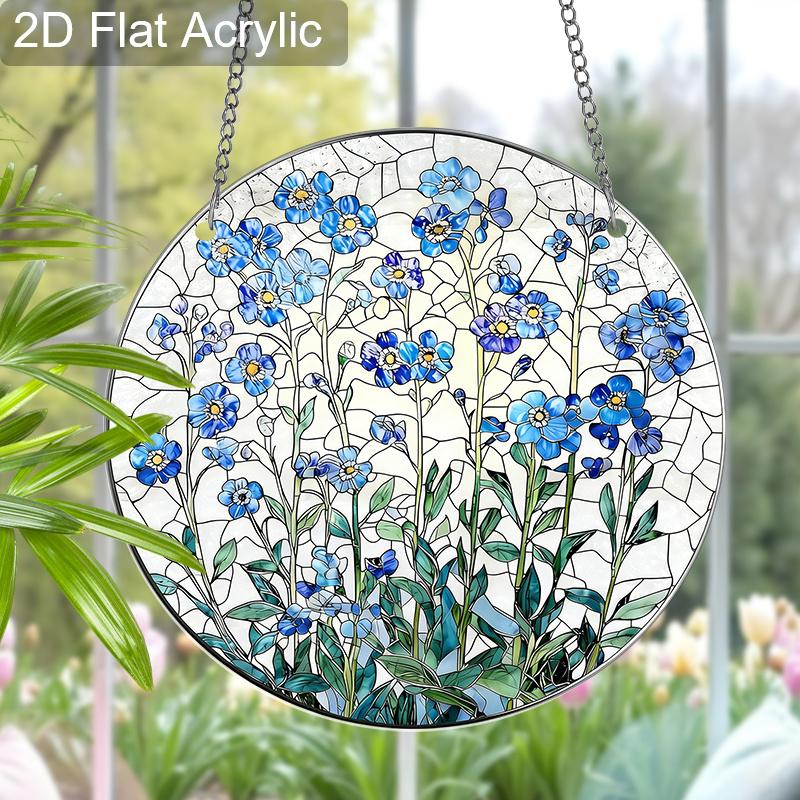 Acrylic Forget-Me-Not Flower Suncatcher Stained Glass Effect Window Hanging Ornament Flower Lover Gifts