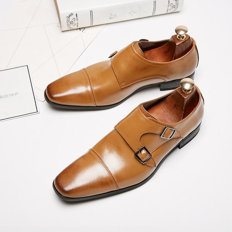 Neue japanische Business-Abendgarderobe aus Leder Herren Leder Pumps mit drei Gelenken Mengke Schnalle Büro Hochzeitsschuhe