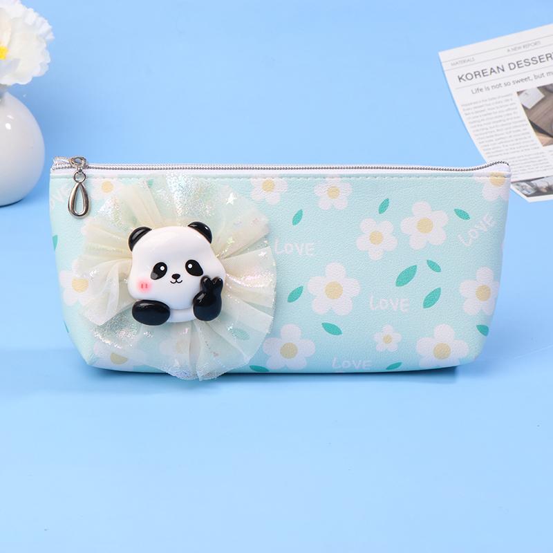 

Kawaii Panda Pencil Case Large Capacity Stationery Storage Pouch Pu Leather Pencil Bag Cute Cartoon Cosmetic Bags Kid Gifts