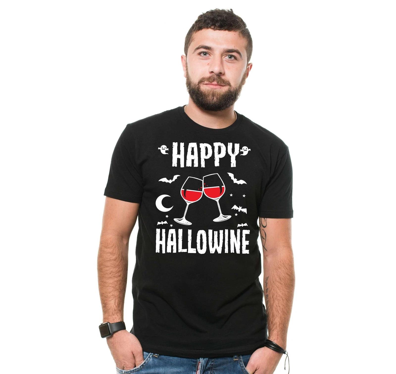Happy Hallowine Shirt Halloween Wine Shirt Halloween Party Shirt Wine Lover Gift S