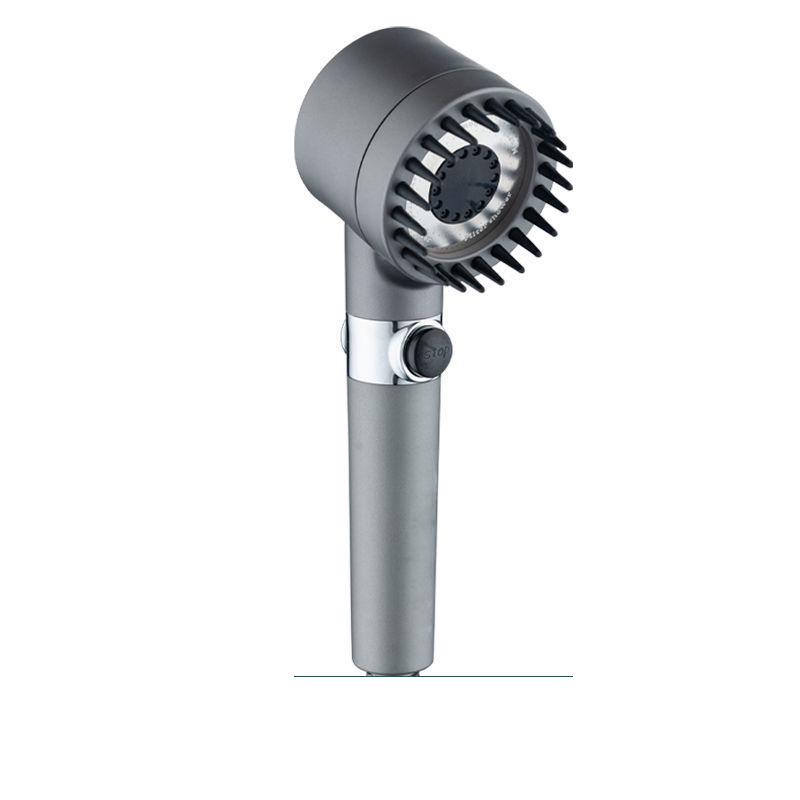 3-Speed Pressurized Massage Shower Head with Universal Interface and Water Stop Feature