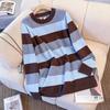 Women's Oversized Striped Sweater Knitted Top for A Laid-back Look, Suitable for Autumn and Winter As A Base Layer, Making The Figure Look Slimmer.