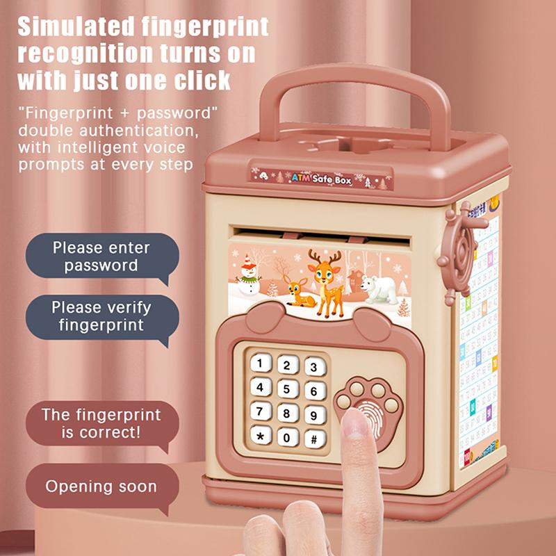 Money Box With Fingerprint Piggy Bank Atm Savings Box For Coins Cash Safe Large Coin Bank Password Lock For Children