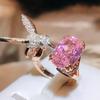 High-End Hummingbird Ring: Santa Maria Aquamarine-Look with Colored Gemstones for Women