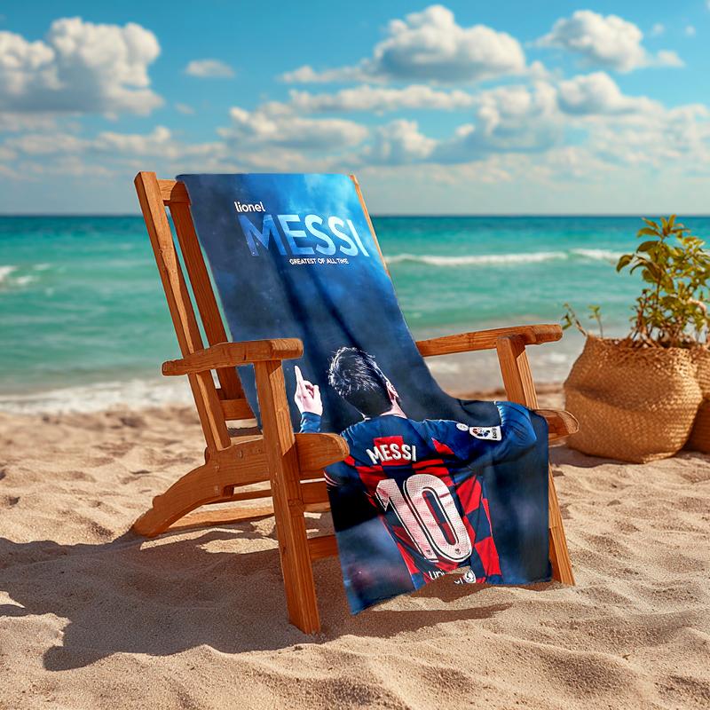 1Pc Messi'S Legacy Soccer Beach Towel, Quick Dry, Multi-Use for Beach Pool Gym Yoga Home Travel, Christmas, Halloween, Xmas Gift Em92915