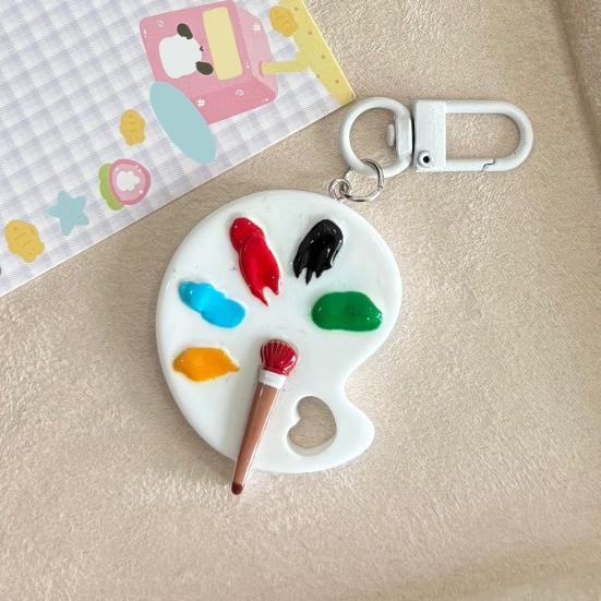 Keychain Pendant Artist Palette Brush Design Keychain Pendant with Metal Lobster Buckles Bags Keys Backpacks Keyring