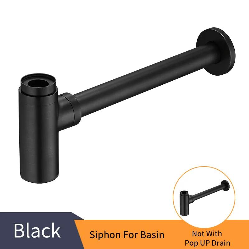 Luxus Flaschensiphon Messing Rund Siphon Silber Gebürstete Bronze Schwarz P-Siphon Badezimmer Waschtisch Rohr Abfluss Mit Pop-Up Ablauf 6920