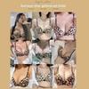 Leopard Print Wireless Push-Up Bra Set: Front Buckle, Beautiful Back, Small Chest, Thickened Padding