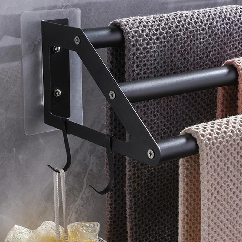 Upgrades Stainless Steel Towel Hold with Extendable 3 Rod Modern Towel Organize Suitable for Bathroom & Kitchen Use