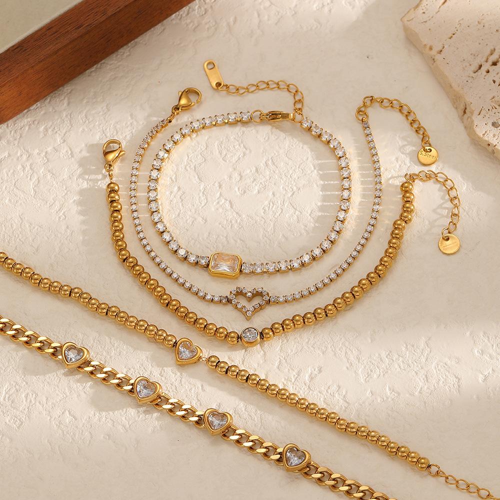 Fashion Wrist Gold Jewelry Stainless Steel Cubic Zirconia Bracelet Trebdy 18K Gold Plated Bracelet for Women