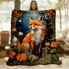 1 Stück Fuchs Waldblumen Flanelldecke, Bequeme und Warme Decke, für Camping Sofa Bett und Couch Büro016