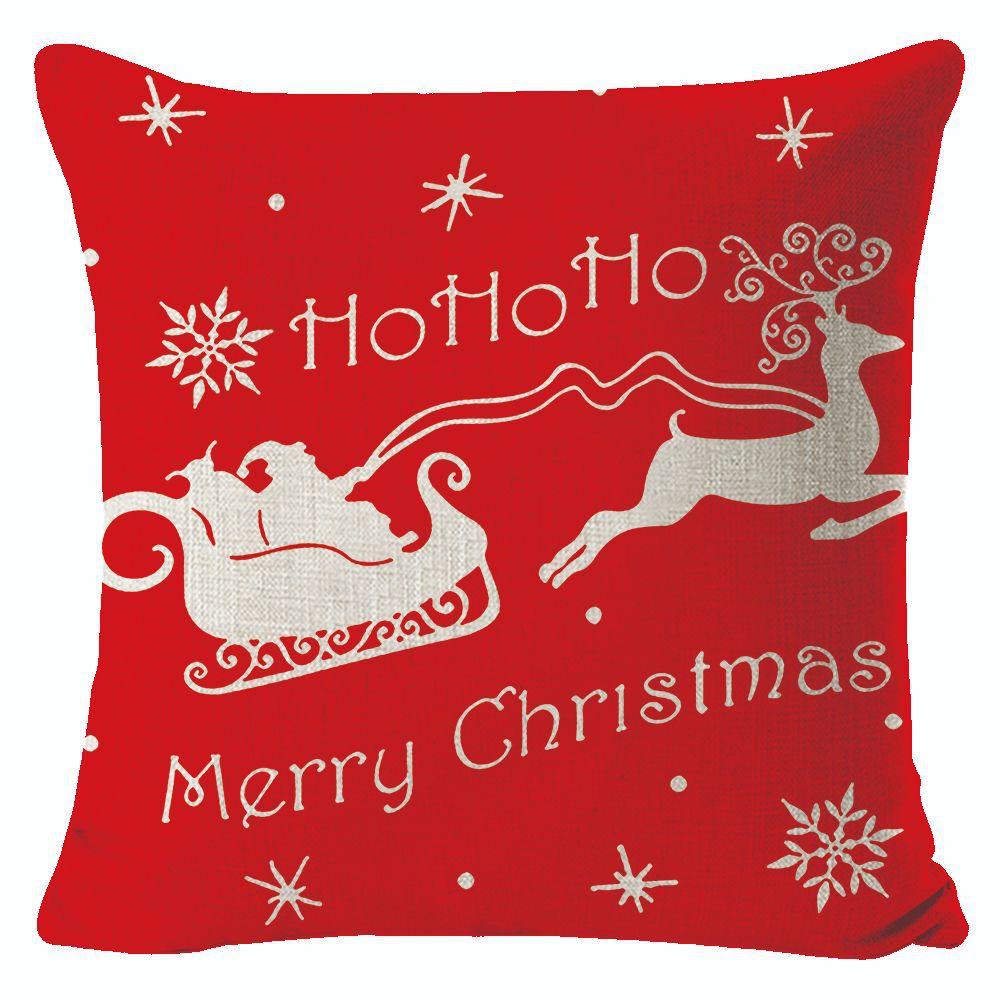 New Christmas Linen Pillow Cover Simple Sofa Pillow Home Printed Cushion Cover