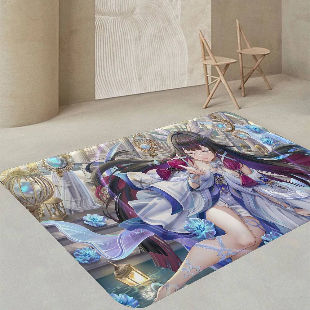 Genshin Impact Columbina Anime Hallway Carpet Non-Slip Laundry Room Mat Laundry Decor Balcony Child Living Room Bedside AreaRugs