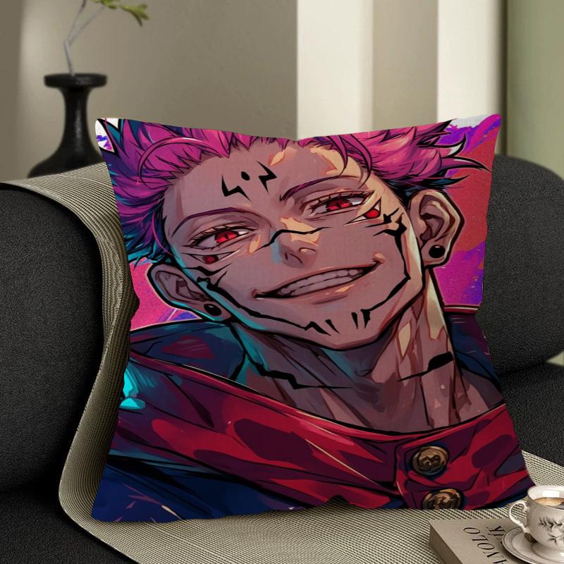 Poduszka Anime R-Ryomen S-Sukuna Poduszka Anime Pokrowiec na Poszewkę Poduszki na Kanapę Łóżko Zagłówek Pokrowiec na Poduszkę 45x45 Cm Modny