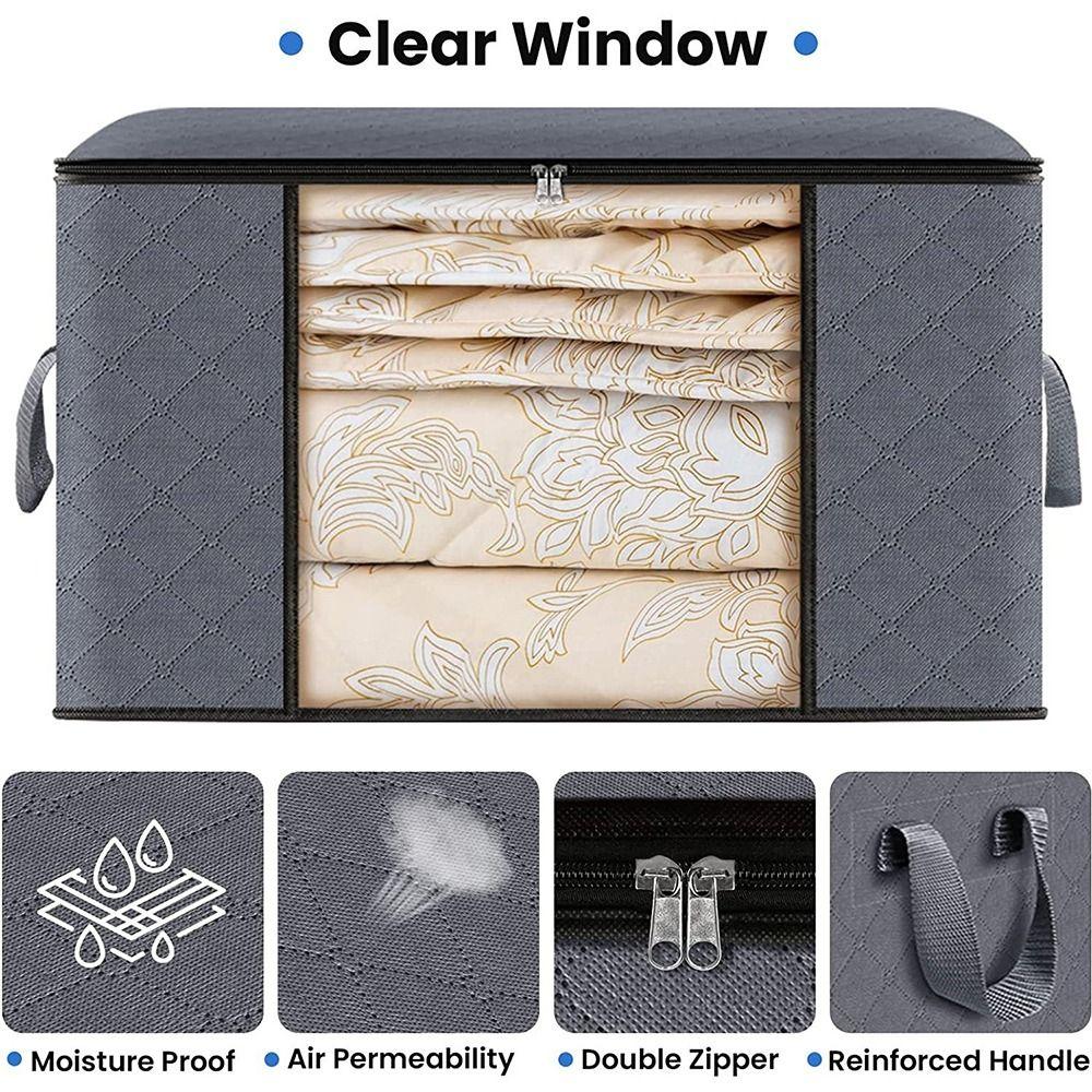 Non-woven Fabric Foldable Storage Box Transparent Window Storage Organizer  Household