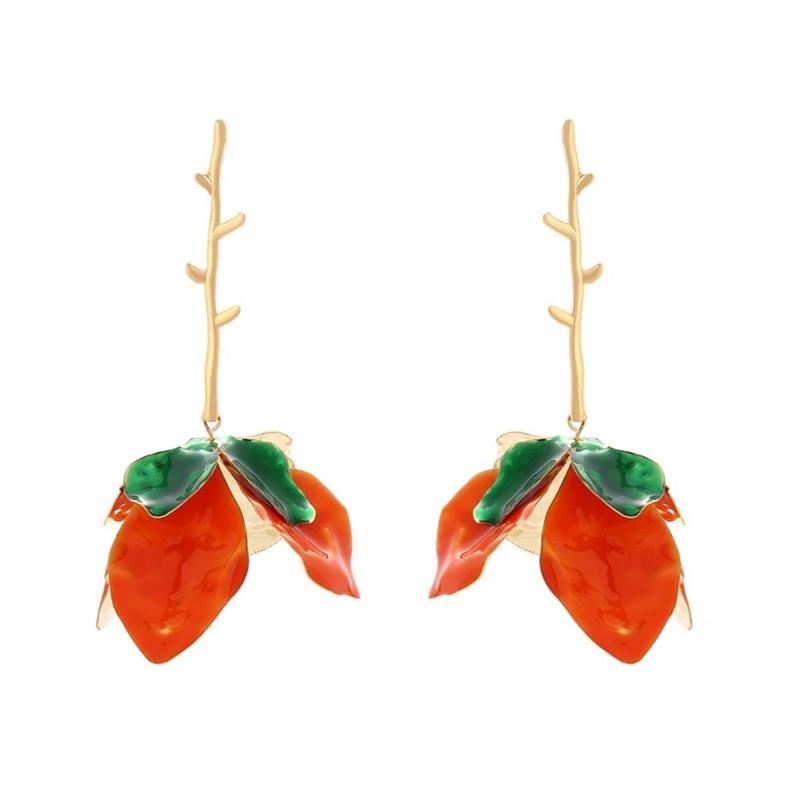 

Exquisite Long Floral Alloy Earrings Comfortable Wear Long Floral Alloy Earrings Charm for Women Date Night Accessory помаранчевий