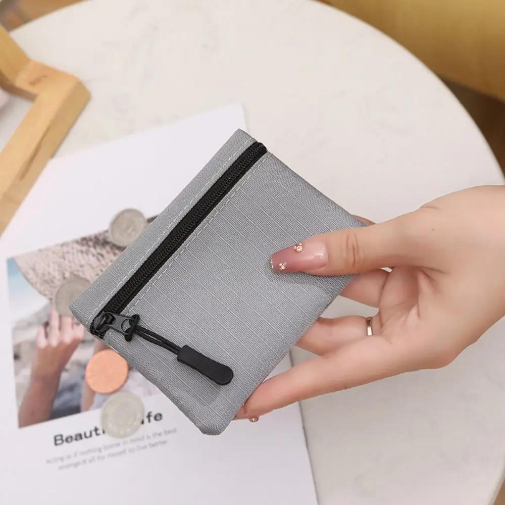 Canvas Mini Coin Purse Simple Zipper Kid Storage Pouch Money Pocket Solid Color Coin Key Bag Women Men