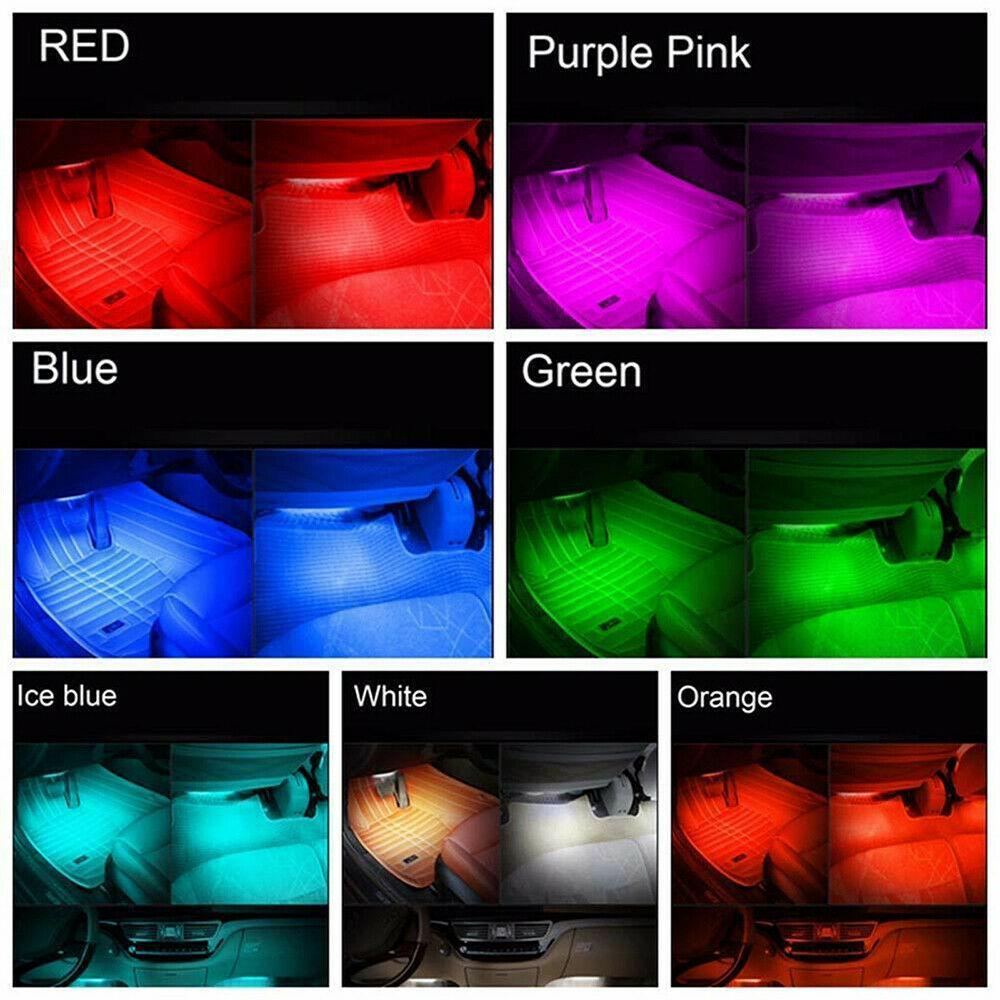 Rgb Led Footwell 4 X 12 LED RGB Car Interior Atmosphere Footwell Strip Light USB 5050 ...