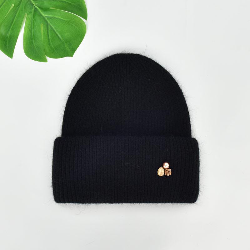 New Style Winter Knitted Cuff Beanie  Fashion Custom Wool Blend Beanie Hat Leather Patch Label Custom Hat Beanie