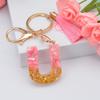 Cute Couple Gift Resin Material Letter Keychain Alphabet Key Chain Glitter Keyring Bag Pendant