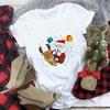 Women's Crew Neck Short Sleeve Graphic Print Christmas T-Shirts Loose Fit Casual Tees