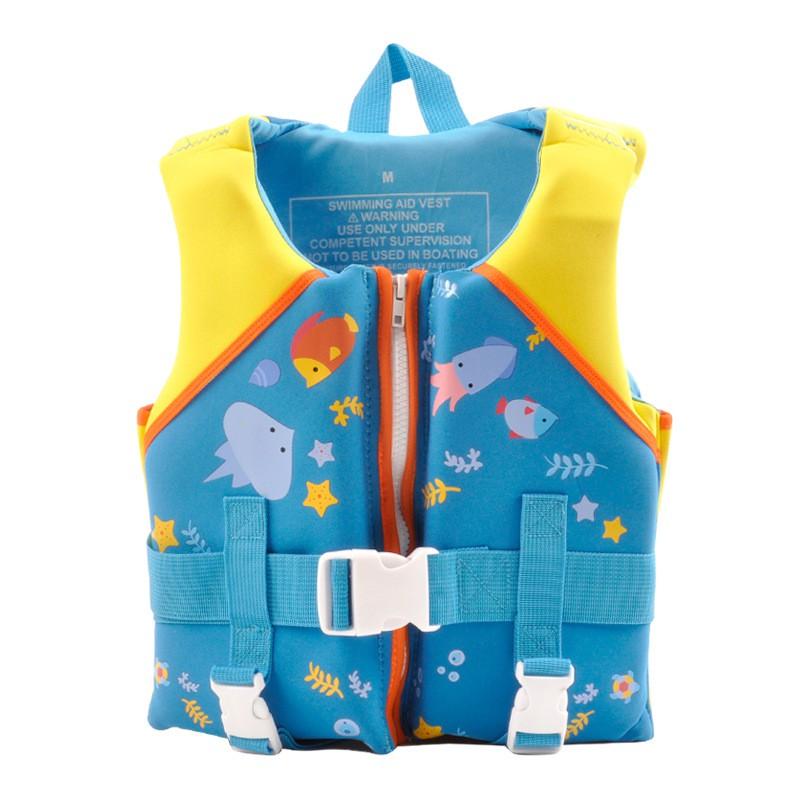 Kids Inflatable Swim Vest With Print Design Swimming Water Play - Chloroprene Foam Buoyancy Aid Boys Girls Blue S