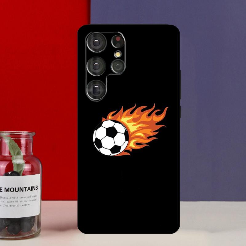 Fire Football Soccer Ball Funda Case For Samsung Galaxy S25 Ultra S9 S10 S20 S21 FE S22 S23 Plus S24 Ultra Phone Cover