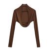 Damen Spicy American Langarm Cropped Sport-Strickjacke mit Daumenloch für Yoga und Tanz