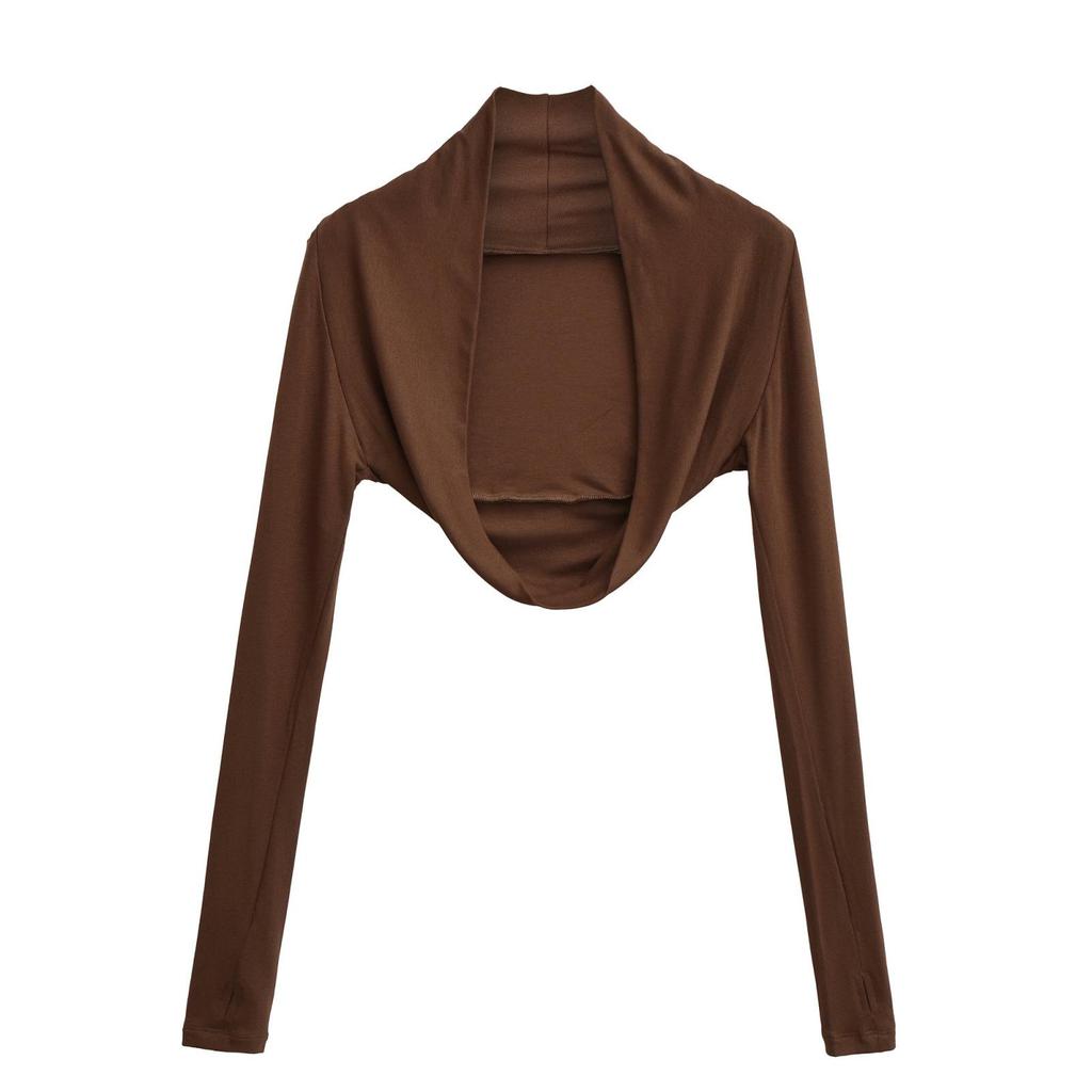 Damen Spicy American Langarm Cropped Sport-Strickjacke mit Daumenloch für Yoga und Tanz