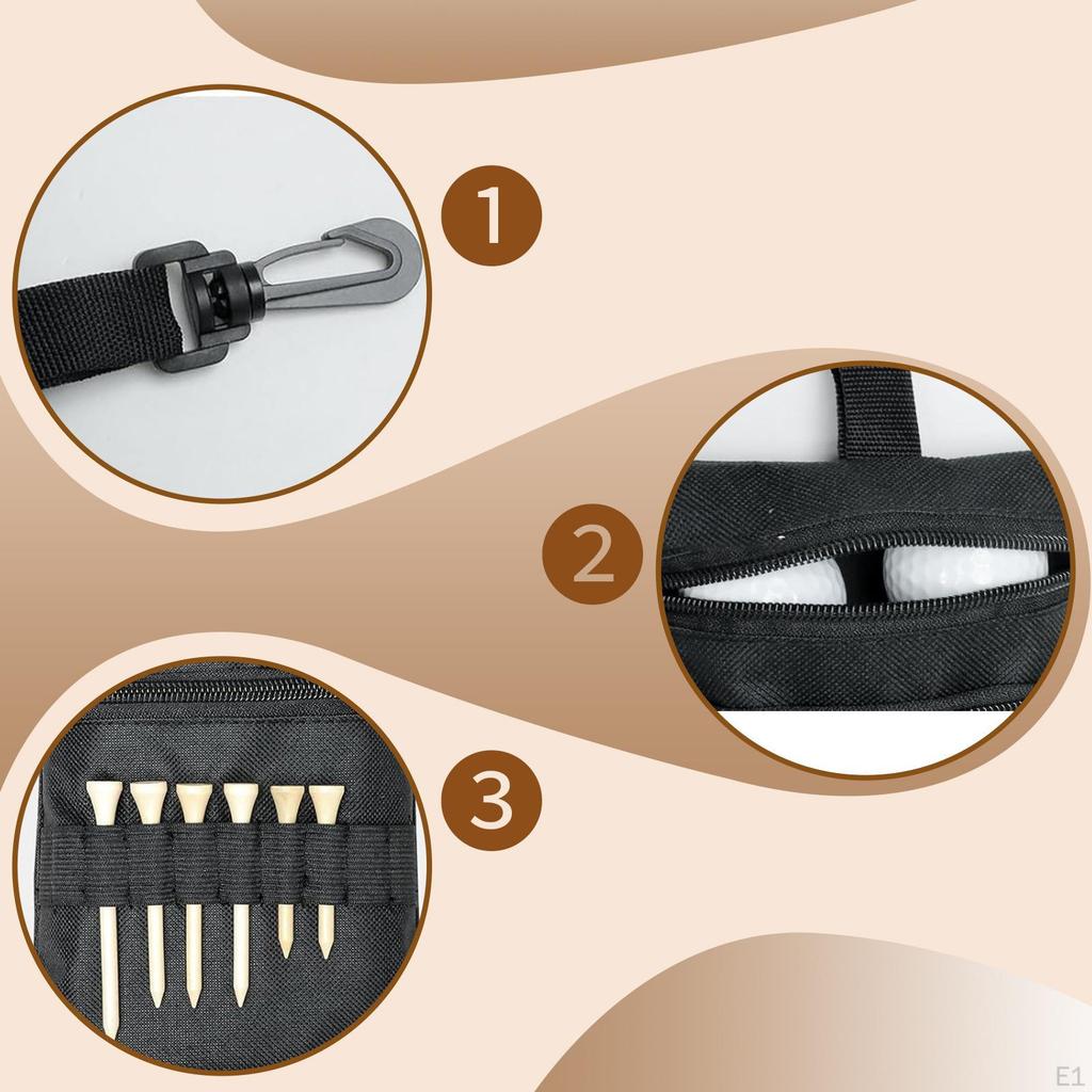 Golf Tee Pouch Ball Bag Accessories Organizer Lightweight Carrying with Clip