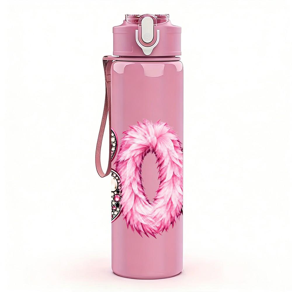 1PC Boo Halloween Letter 750ml Color Plastic Sports Water Bottle Leakproof Flip Straw Lid Suitable for Sports Office Home Use