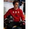 Hockey Print Polyester Crew Neck Sweatshirt Soft Lightweight Fall Casual Long Sleeve Top