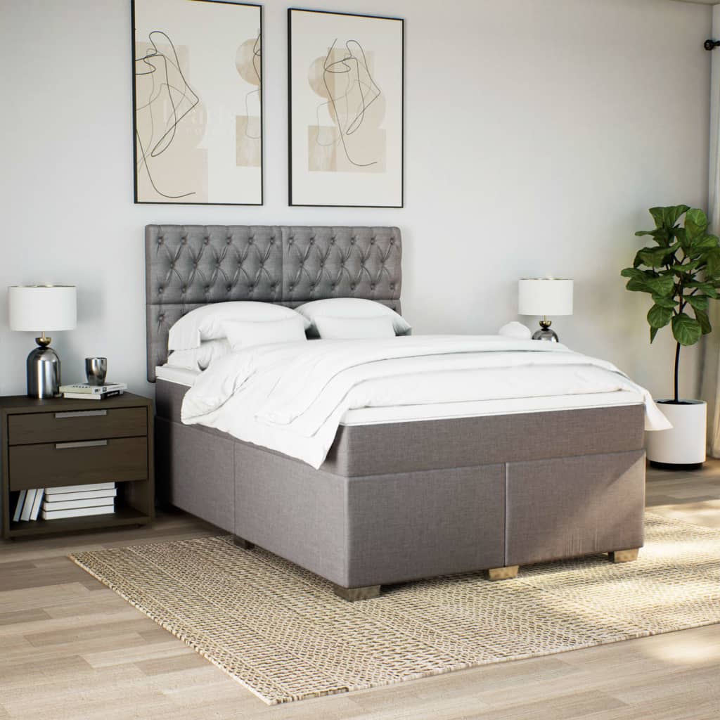Box Spring Bed with Mattress Taupe 160x200 Cm Fabric